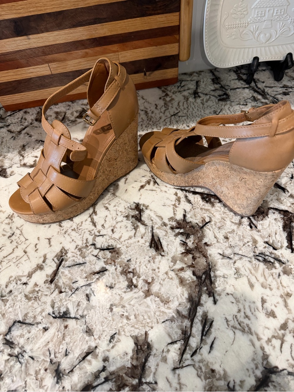 Tory Burch Tan Woven Leather Ankle-Strap Sandals - Picture 2 of 5